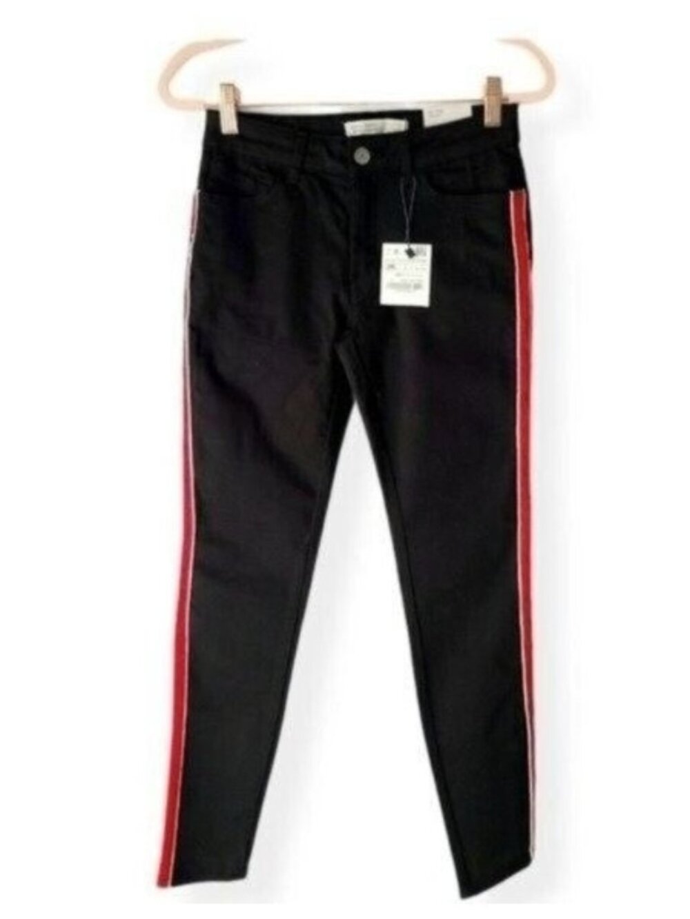 NWT Zara Black Striped Skinny Ankle Jeans Size 4, EU 36